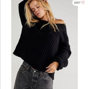 Free People Black Off Shoulder Sweater